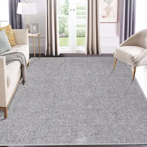Washable Area Rug 9x12 Modern Rug for Living Room Contemporary Solid Textured Rug Indoor Carpet Easy-Cleaning Foldable Rug Boho Non-Slip Accent Throw Carpet for Bedroom Home Office Light Grey