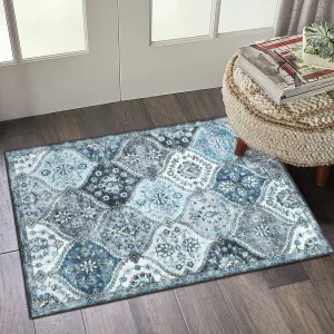 Area Rug 2x3 - Non-Slip, Washable - Faux Wool, Ultra-Thin, Pet-Friendly - Ideal for Bedroom, Living Room, Entryway