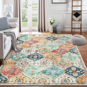8x10 Area Rug, Ultra-Thin, Non-Slip, Washable, Faux Wool, Stain-Resistant, Foldable, Living Room, Bedroom