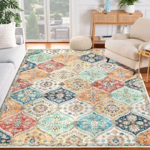 Trellis Area Rug 5x7 Washable Non-Slip Faux Wool Ultra-Soft Stain-Resistant for Living Room, Entryway, Bedroom