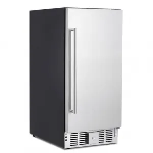 15-Inch Beverage Fridge, 110-Can Capacity, Stainless Steel, LED Temp Control 32-50°F, Adjustable Shelves, for Kitchen and Home Bar