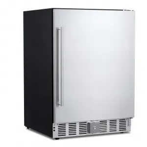 24Inch Indoor Beverage Refrigerator Weather Resistant Stainless Steel Beverage Cooler for Up to 180 Cans, Built-in or Freestanding Use