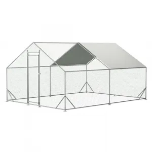 Chicken Coop Large Metal Chicken House,Walk-in Poultry Cage Chicken Run Pen Dog Kennel Duck House with Waterproof and Anti-Ultraviolet Cover (L(10' L x 13 W x 6.56' H))