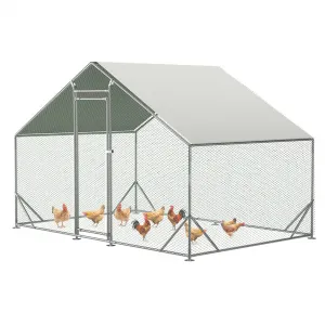 Chicken Coop Large Metal Chicken House,Walk-in Poultry Cage Chicken Run Pen Dog Kennel Duck House with Waterproof and Anti-Ultraviolet Cover (10' L x 6.6' W x 6.56' H))