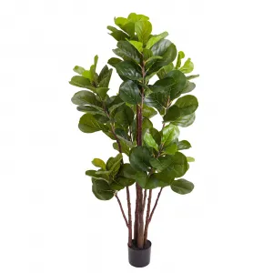 Artificial Fiddle Leaf Fig Tree, 5 Ft Faux Ficus Lyrata Tree with 102 Leaves in Pot, Fake Green Plant for Indoor Outdoor Home Office Living Room Bedroom Decor