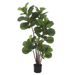 Faux Fiddle Leaf Fig Tree, 4 Ft Artificial Ficus Lyrata Plant with 72 Fiddle Leaves, Fake Floor Plant in Pot for Indoor Outdoor Living Room House Office Bedroom Decor