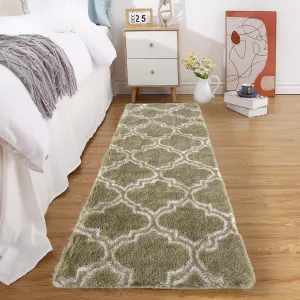 Runner Rug 2x8 Shag Rug for Living Room Shaggy Rug Kids Rug Plush Rug Geometric Bedroom Carpet Fluffy Rug Bedside Rug Soft Rug Non Skid Rug Modern Area Rug for Nursery Dorm Brown 2'x8'