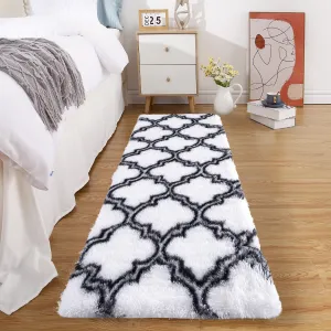 Shag Rug for Living Room Black & White 2x8 Runner Rug Shaggy Rug Kids Rug Plush Rug Geometric Bedroom Carpet Fluffy Rug Bedside Rug Soft Rug Non Skid Rug Modern Area Rug for Nursery Dorm
