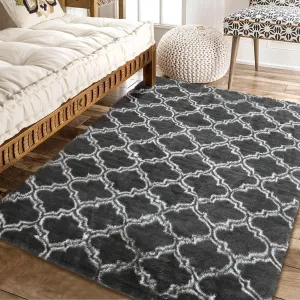 Area Rug Dark Grey 6x9 Rug Shag Rugs for Living Room Moroccan Shaggy Rug Kids Rug Plush Rug Geometic Carpet Bedroom Rug Fluffy Rug Bedside Rug Soft Rug Non Skid Rug Modern Area Rug Large Rug