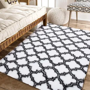 Shag Area Rugs Modern Indoor Plush Fluffy Carpets 5x8 Super Soft Geometric Moroccan Rugs for Bedroom, Living Room, Girls, Kids, Nursery, Home Room Decor