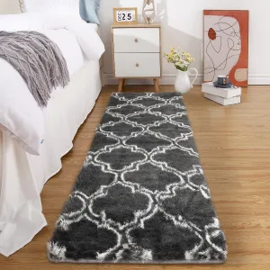 Runner Rug Dark Grey 2x6 Shag Rug for Living Room Shaggy Rug Kids Rug Plush Rug Moroccan Geometric Carpet Bedroom Fluffy Rug Bedside Rug Soft Rug Non Skid Rug Modern Area Rug for Nursery Dorm