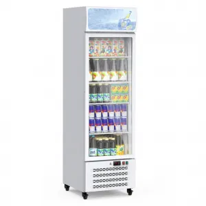 12 Cu.Ft Commercial Display Refrigerator – Beverage Cooler with Adjustable Shelves, LED Lighting, Single Swing Door for Store, Gym, Bar, Office