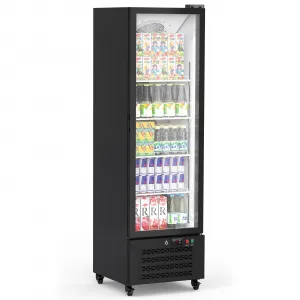 328L Commercial Glass Door Display Refrigerator, 11.6 Cu. Ft. Merchandiser Refrigerator Upright Freezer Beverage Cooler, Display Cooler Case Fridge with Adjustable Shelves, Drink Organizers, Black
