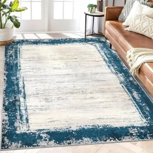 Living Room Rug Modern Area Rugs 6x9 Area Rugs Washable Area Rugs for Bedroom Office Dining Room Distressed Floor Cover Vintage Border Area Rugs Green Abstract Rug Low Pile Carpet