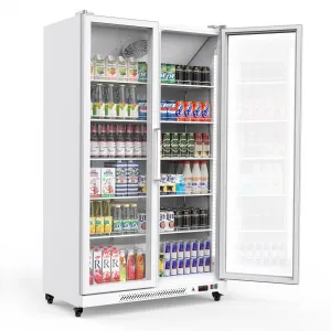 27.1 Cu.Ft Commercial Beverage/Merchandiser Refrigerator - Energy Efficient (ETL Listed), Dual-Layer Glass, 10 Adjustable Shelves - Restaurant/Grocery/Home,White