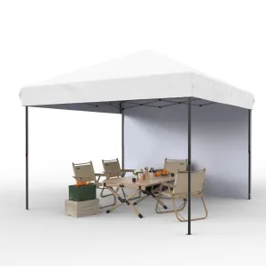 10'x10' Pop-Up Canopy Tent with Sidewall - Portable Gazebo with Stakes & Ropes for Outdoor Events, Patio, Party, Camping, White