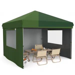 10' X 10' Commercial Instant Pop-Up Canopy Tent, Heavy-Duty 210D Oxford Fabric with UV 50+ & Waterproof, 3 Removable Sidewalls for Farmers Markets, Outdoor Events, Sandbags Included, Green