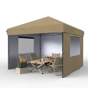 Pop-Up Canopy Tent - Heavy Duty, One-Person Easy Setup, Portable Outdoor Shelter for Parties, Events, Backyard, Craft Fairs, Brown