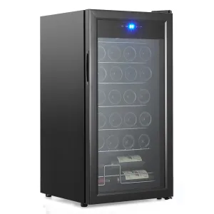 Wine Fridge 28-bottle, Wine Cooler Refrigerator, Stainless Steel Cabinet Temperature Control 40-66°F Mini Wine Cellar for Home, Office, Bar