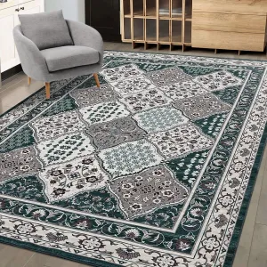 5x7 Area Rug Vintage Traditional Rug Indoor Non-Slip Machine Washable Moroccan Trellis Large Carpet Blue