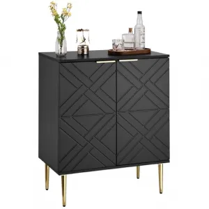 29" Storage Cabinet with Doors, Modern Black Accent Cabinet, Sideboard Buffet Cabinet for Dining Room, Living Room, Kitchen, Black