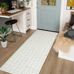 Area Rug 2x6 Modern Rug Runner Washable Mat Soft Faux Wool Entryway Runners Contemporary Non-Slip Long Rug Runner Indoor Hallway Kitchen Runners for Living Room Bedroom Accent Rug Light Grey