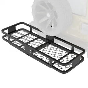 [500 Lbs] Hitch Cargo Carrier, Heavy Duty Luggage Basket Compatible with 2 Inch Receiver, Foldable Rack for SUV Pickup Camping Traveling, 59 x 20 Inch