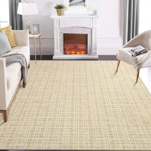 Washable Rug 8x10 Modern Checkered Area Rugs for Living Room Contemporary Plaid Print Accent Rug Non Slip Backing Throw Carpet Indoor Soft Lightweight Rug for Bedroom Dining Office Yellow