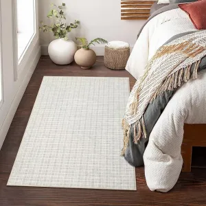 Area Rug 2x3 Modern Rug Washable Doormat Plaid Print Accent Rug Low Pile Non-Slip Aesthetic Door Mat Soft Non-Shedding Small Rug Indoor Entrance Kitchen Mat for Bedroom Nursery Light Grey