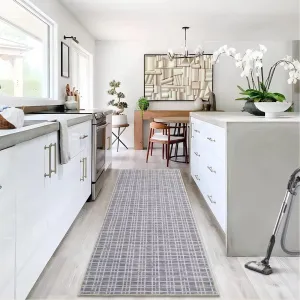 Area Rug 2x6 Modern Rug Runner Washable Mat Soft Faux Wool Entryway Runners Contemporary Non-Slip Long Rug Runner Indoor Hallway Kitchen Runners for Living Room Bedroom Accent Rug Grey