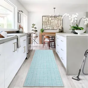 Area Rug 2x6 Modern Rug Runner Washable Mat Soft Faux Wool Entryway Runners Contemporary Non-Slip Long Rug Runner Indoor Hallway Kitchen Runners for Living Room Bedroom Accent Rug Teal