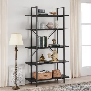 5 Tier Bookshelf, 67.9” Book Shelves for Living Room, Large Bookcase with 5 Open Bookshelves, Display Shelves for Home Office, Study Room, Living Room, Bed Room-Black