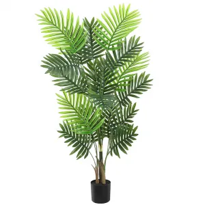 Artificial Palm Tree, Artificial Areca Palm Plant Fake Faux with 15 Trunks Paradise Palm Floor House Indoor Outdoor Home Office Decoration (1, 4ft- 1Pack)