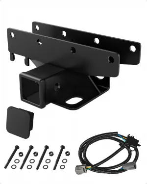2 Inch Rear Bumper Towing Trailer Hitch Receiver Compatible for 2007-2018 Jeep Wrangler JK 2 & 4 Door Unlimited w/Wiring Harness