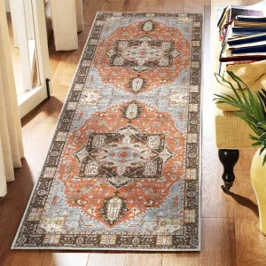 Washable Rug Runners for Hallways, 2x6 Boho Non-Slip Long Vintage Oriental Medallion Accent Area Rugs for Living Room Laundry Bedroom Kitchen Mat Bathroom Rugs Orange 2'x6'