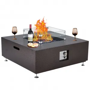 36" 50000BTU Propane Fire Pit Table - Wind Guard, 11lbs Fire Glass Beads, Rain Cover, Sturdy Steel Anti-Rust Finish, CSA Certified, Bronze