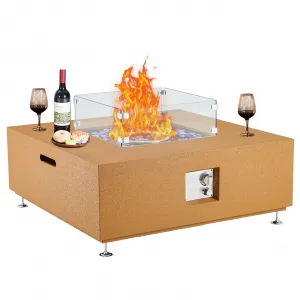 36" 50000 BTU Propane Fire Pit Table with 13" Ice Bucket & Wind Guard - Fire Glass Beads, CSA Certified Outdoor Firepit for Patio, Yard & Garden