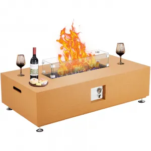 48" 50000 BTU Propane Fire Pit Table with 13" Square Ice Bucket, Wind Guard, Fire Glass Beads, CSA Certified Outdoor Firepit, Orange