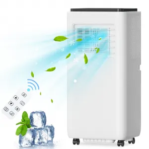 8000 BTU Portable Air Conditioners Cool Up to 350 Sq. Ft, 3 IN 1 Portable AC Unit with Dehumidifier, Fan Modes, Floor Standing Air Conditioner for Room Garage, LED Display, 24Hrs Timer