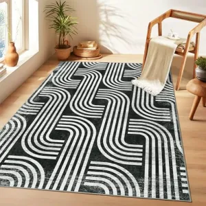 Area Rug 8x10 Machine Washable Soft Modern Arch Pattern Non Slip Polyester for Living Room Bedroom Kitchen