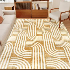 Arch Pattern Soft Polyester Area Rug 8x10 - Machine Washable, Non-Slip, Modern Design for Living Room, Bedroom, Kitchen