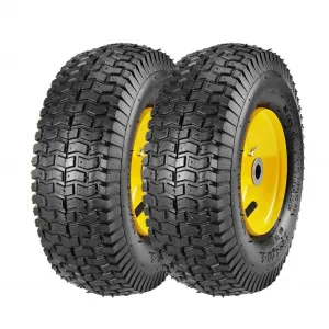 16x6.50-8 Lawn Mower Tires with Rim (Fit Most John Deere), 3" Offset Hub, 3/4" Bearing, 16x6.5-8 Tractor Turf Tire, 4 Ply Tubeless, 615lbs Capacity, Set of 2 (Not Fit 130/X300R/X530/LA175)