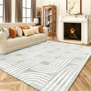 Modern Arch Pattern 8x10 Area Rug, Machine Washable, Soft Polyester, Non-Slip, Ideal for Living Room, Bedroom, Kitchen