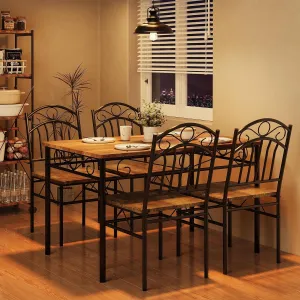 Retro Industrial Dining Table Set - 5-Piece, Space-Saving, Wood & Metal, Easy to Assemble, Rustic Brown, Small Spaces