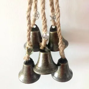 Witches Bells,Door Protection Hanging Wind Chimes Charm,Boho Wind Chimes Hanging Ornaments for Porch, Garden, Window 65mm 6 Bell Kit
