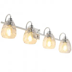 Modern Glass Bathroom Vanity Lights Chrome Bathroom Light fixtures Crystal Vanity Shower Lights Over MirrorWall Mount Lighting Fixture for Hallway Kitchen Bedroom Living Room, 4 Lights