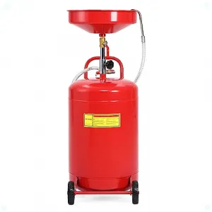25 Gal Air-Operated Oil Drain Tank with Wheel, Red for Cars