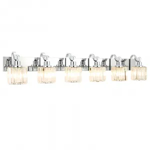 LED Modern Crystal Bathroom Vanity Lights Over Mirror, Chrome Bathroom Light Fixtures Wall Light (6-Light)