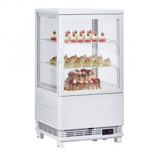 58L/2.1 Cu.FT Commercial Refrigerator Display Case, Double-Layered Glass Countertop Bakery Display Fridge with LED Lighting for Store Office