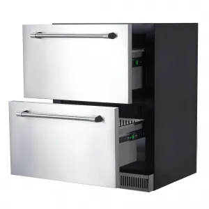 24" Undercounter Refrigerator, 5.12 Cu.Ft, Stainless Steel, Double Drawer, Quiet Cooling, Home & Commercial Use